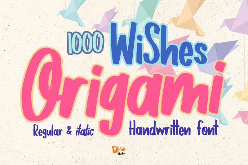 1000 Wishes Origami Schriftart