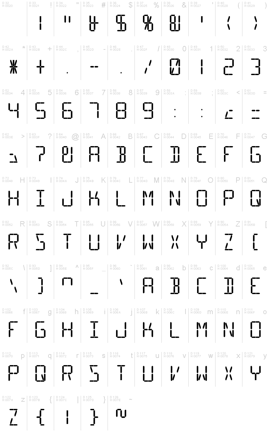 16 segment font