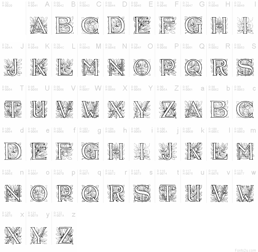 Acorn Initials font | Fonts2u.com