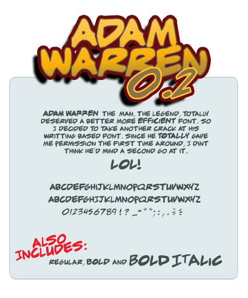 adam warren 0.2 Schriftart