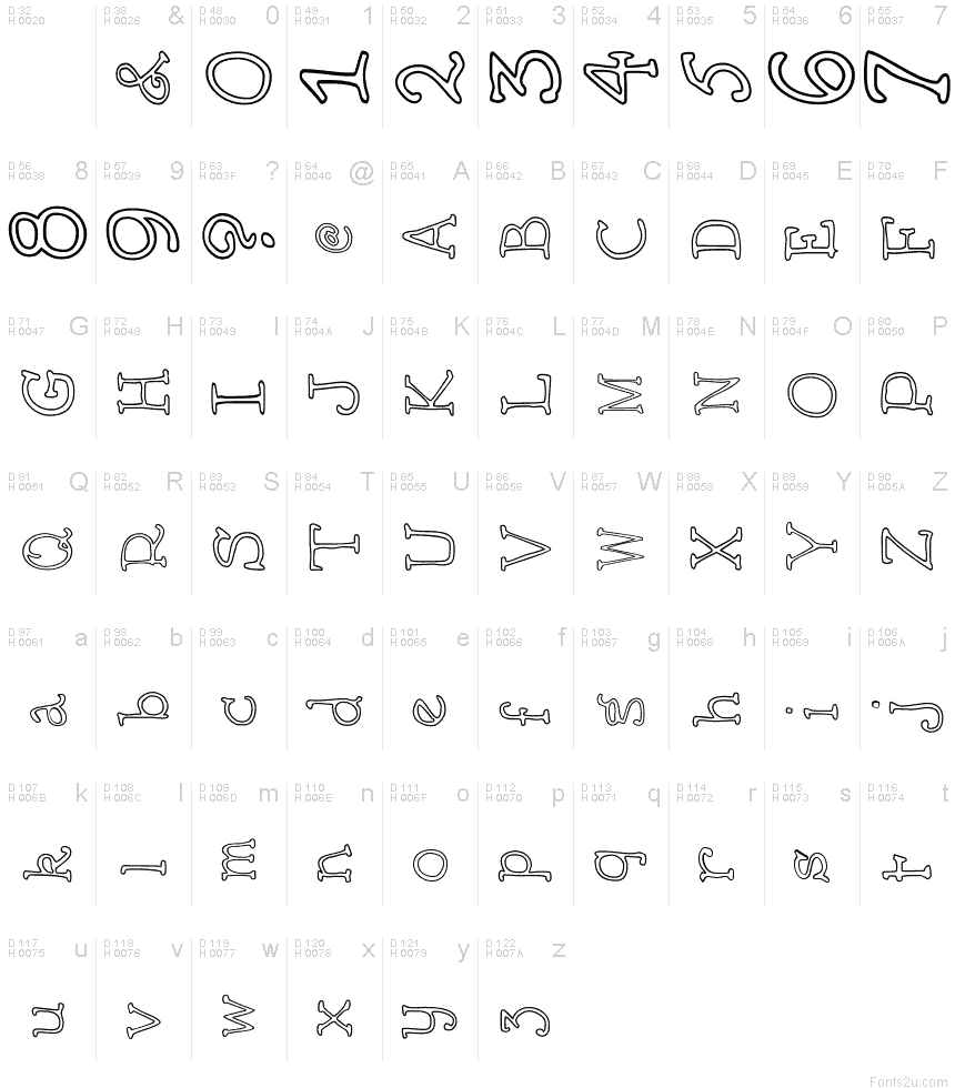 AEZ outline vertical font