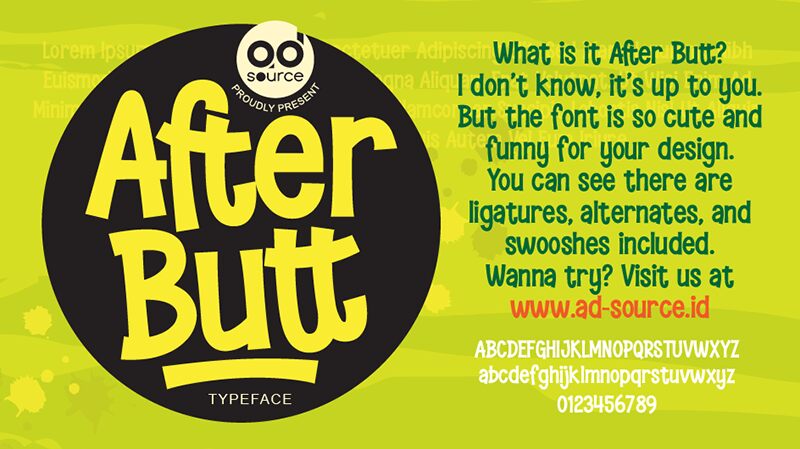 After Butt — Prezentace písma