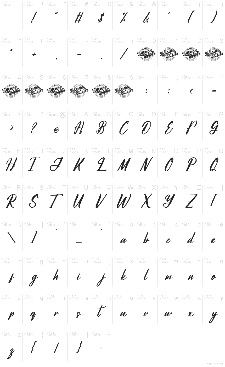 Basis-Lateinisch - Zeichentabelle