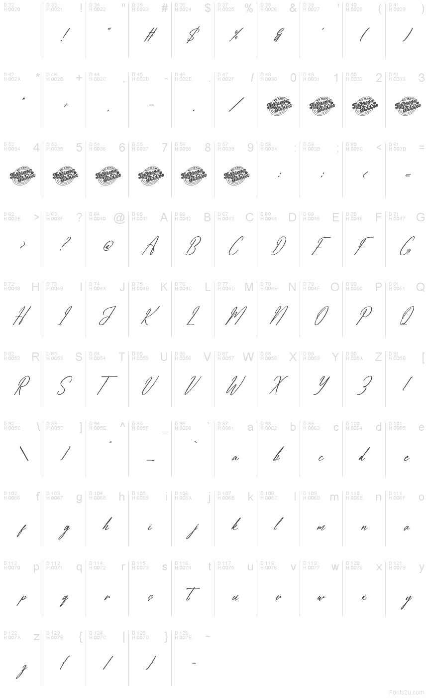 Basic Latin - charmap