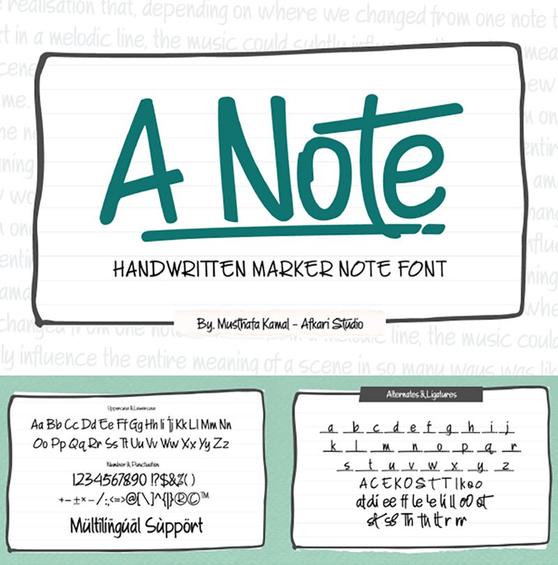 A Note Schriftart
