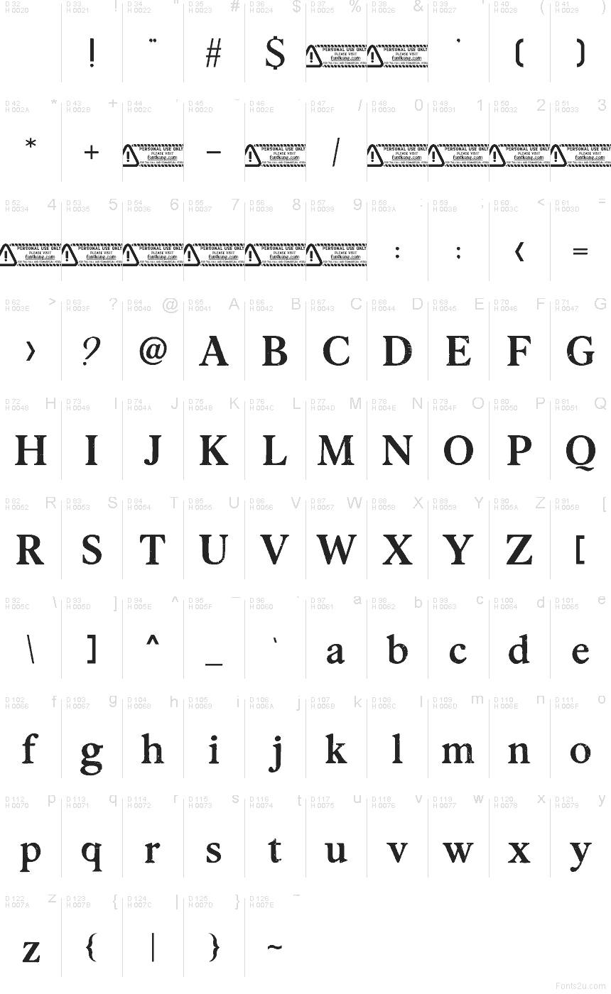 Basis-Lateinisch - Zeichentabelle