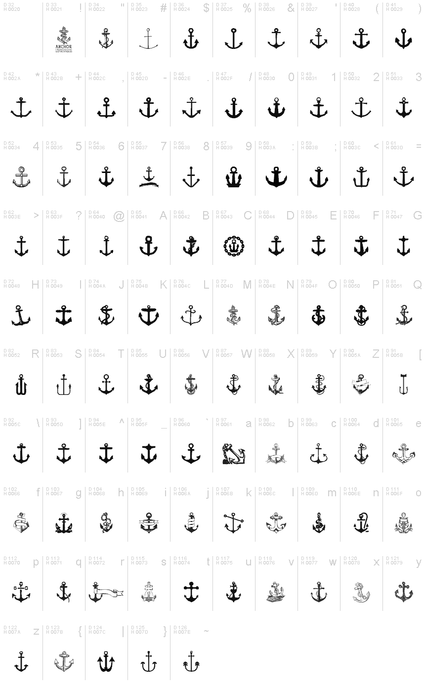 anchor symbol text font