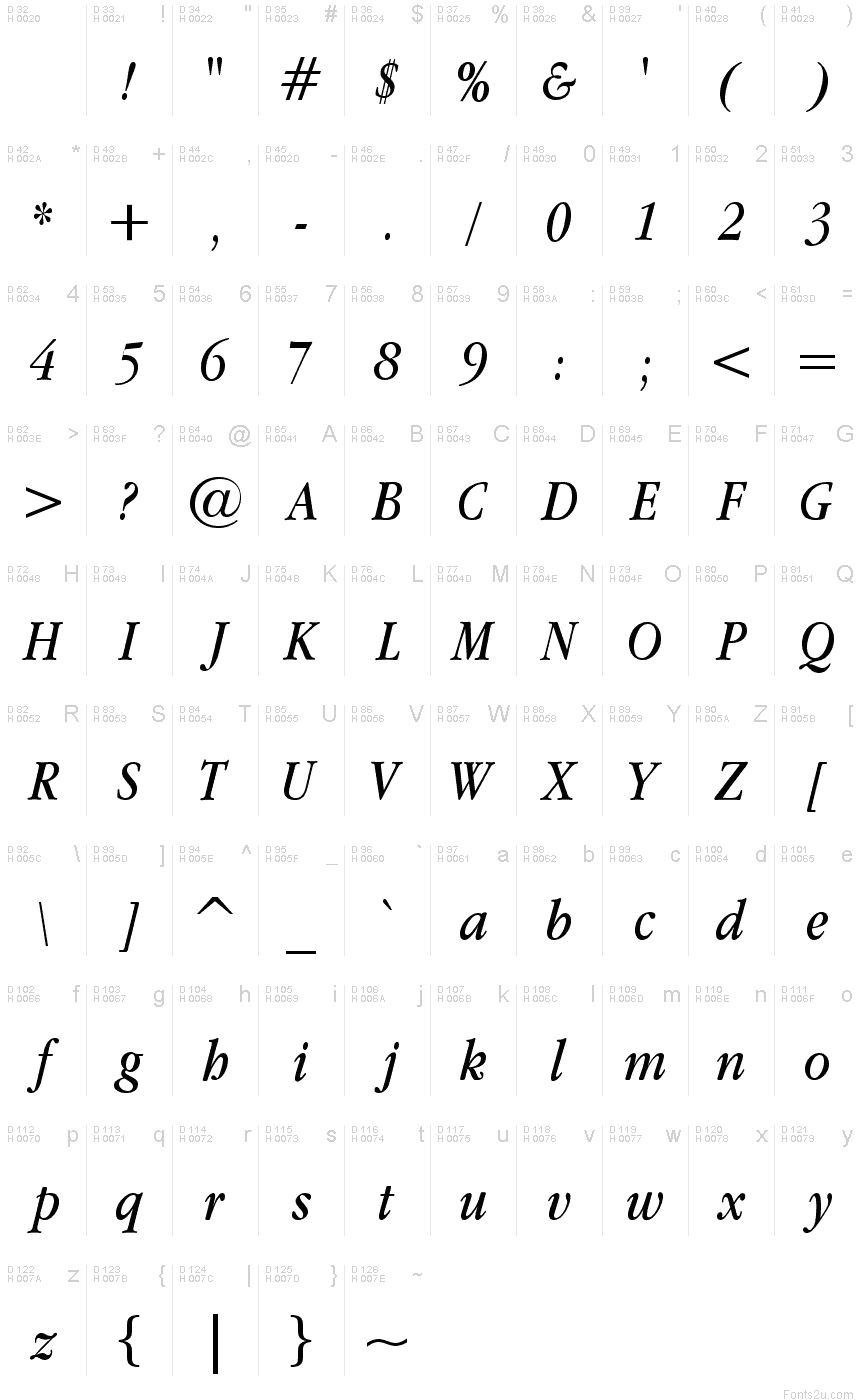 Apple Garamond Italic Font