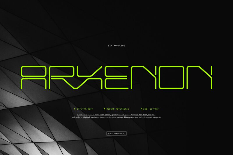 Arxenon — Prezentacja czcionki