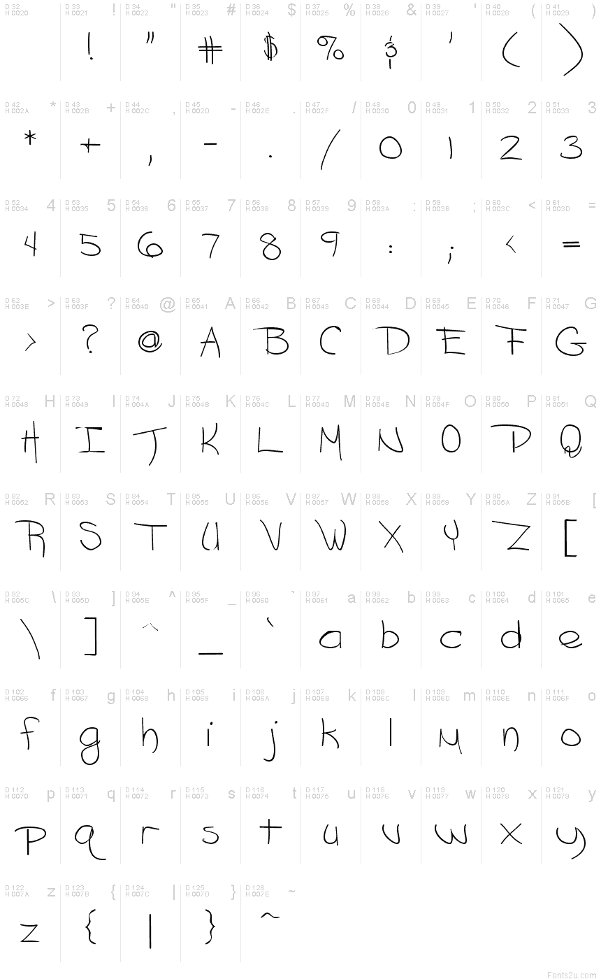 preeti font character map