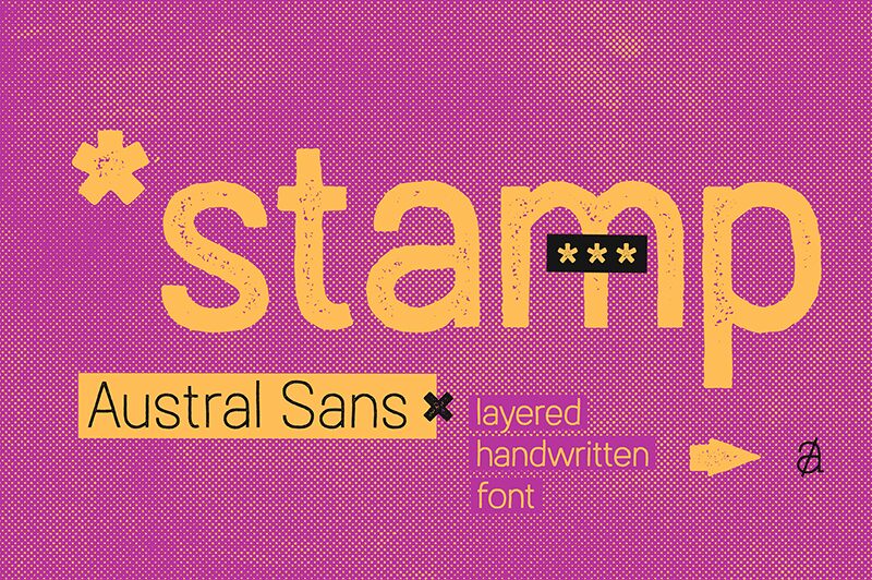 Austral Sans Stamp Schriftart