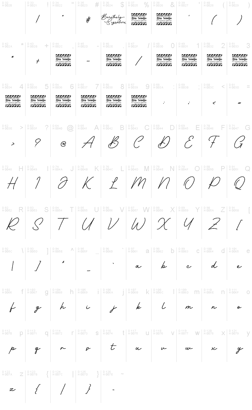 Basic Latin - charmap