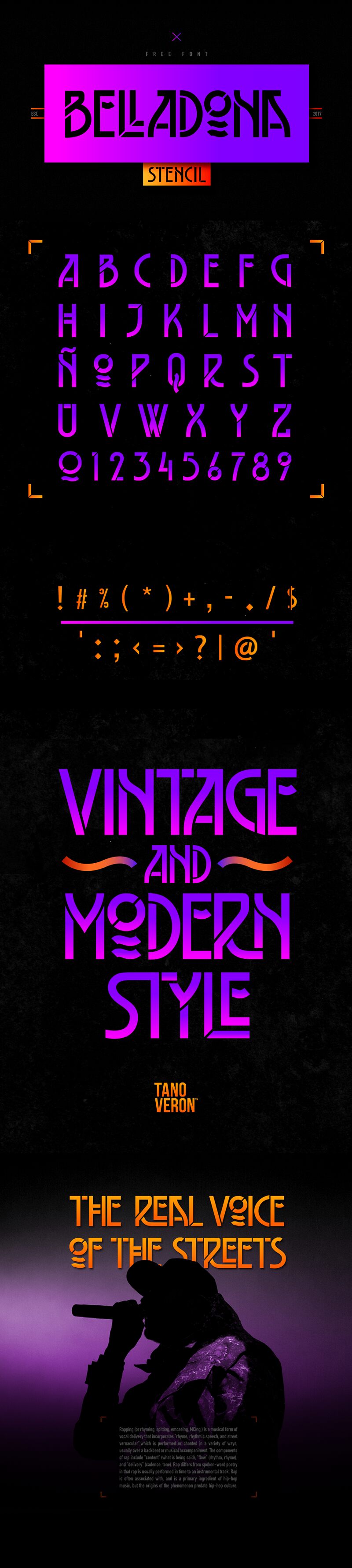 Belladona Stencil Schriftart