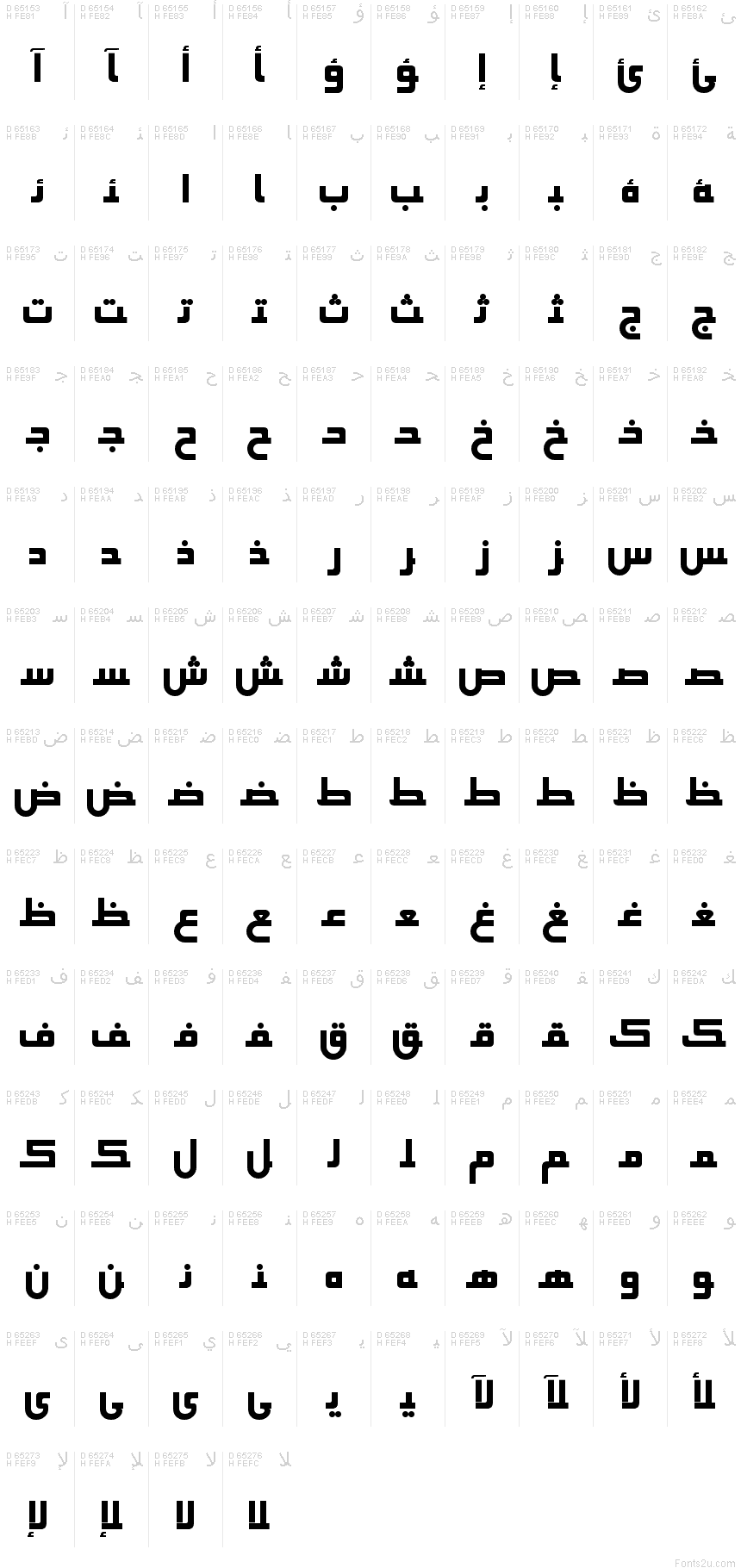 Arabic Presentation Forms-B - Character map