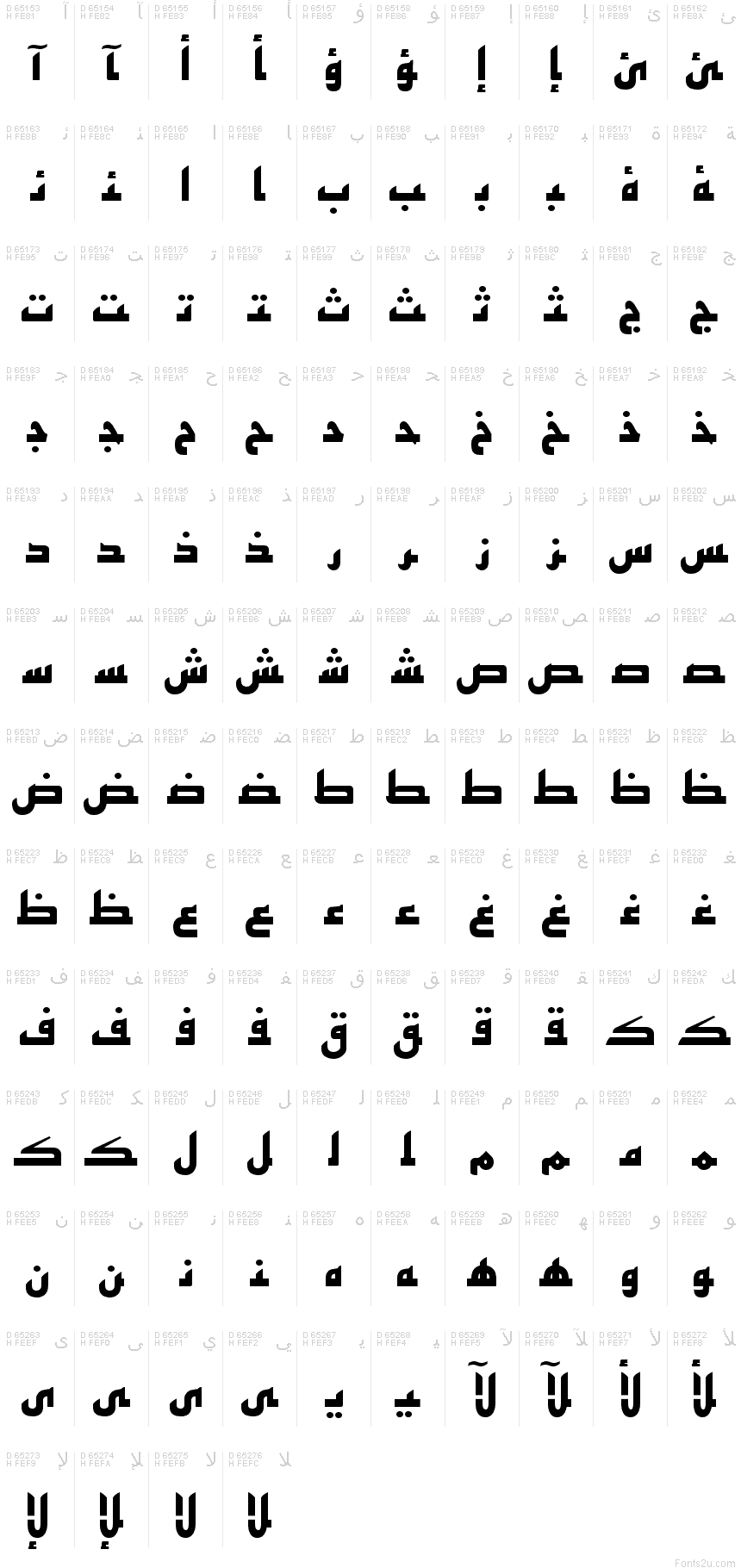 Arabic Presentation Forms-B - Character map
