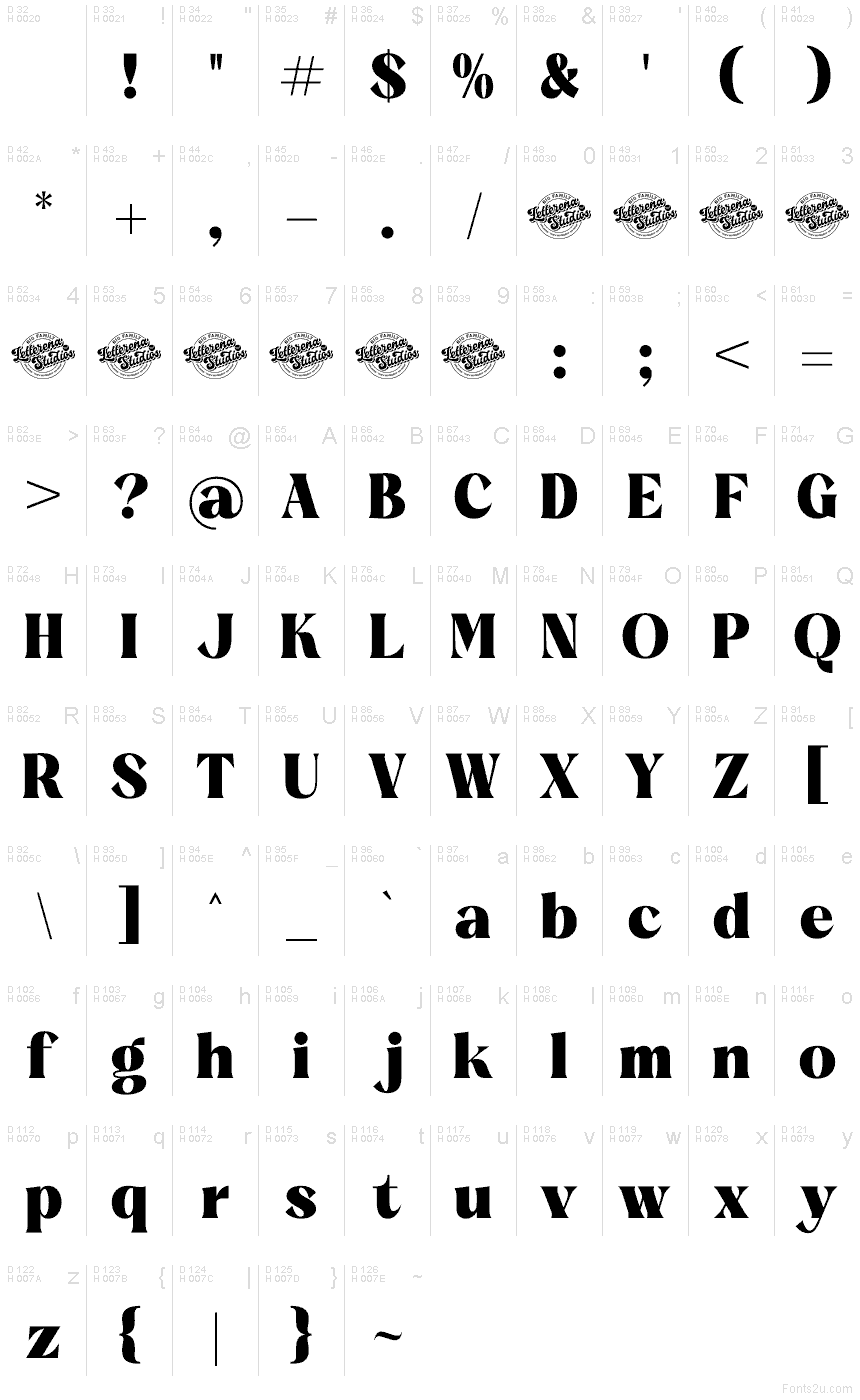 Basic Latin - charmap