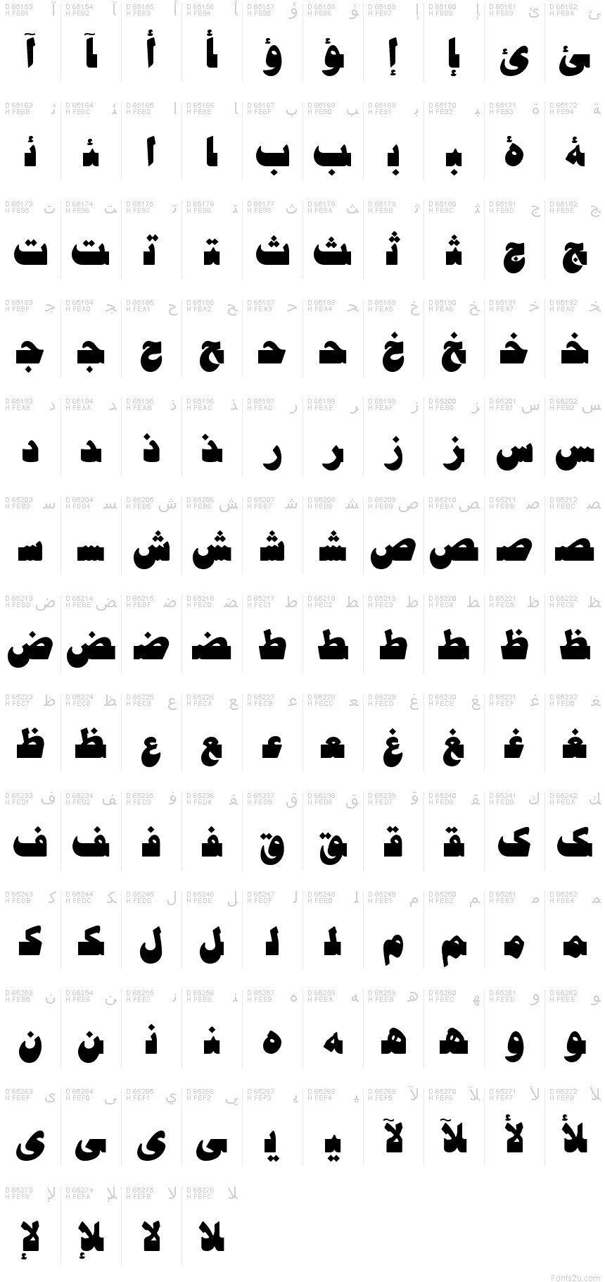 Arabic Presentation Forms-B - Character map
