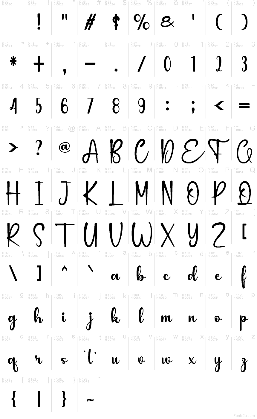 Latin de base - Table de caractères