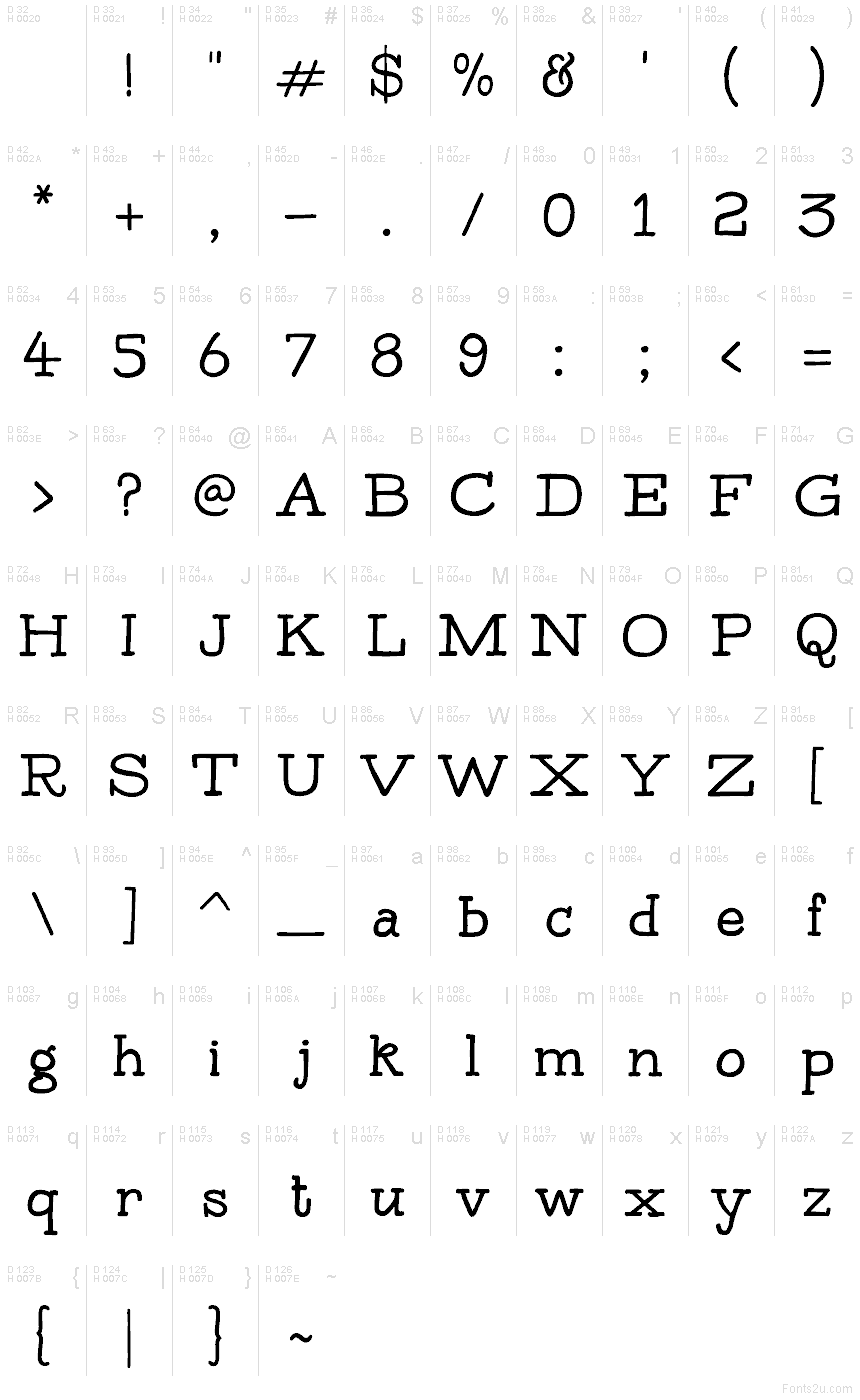 Basis-Lateinisch - Zeichentabelle