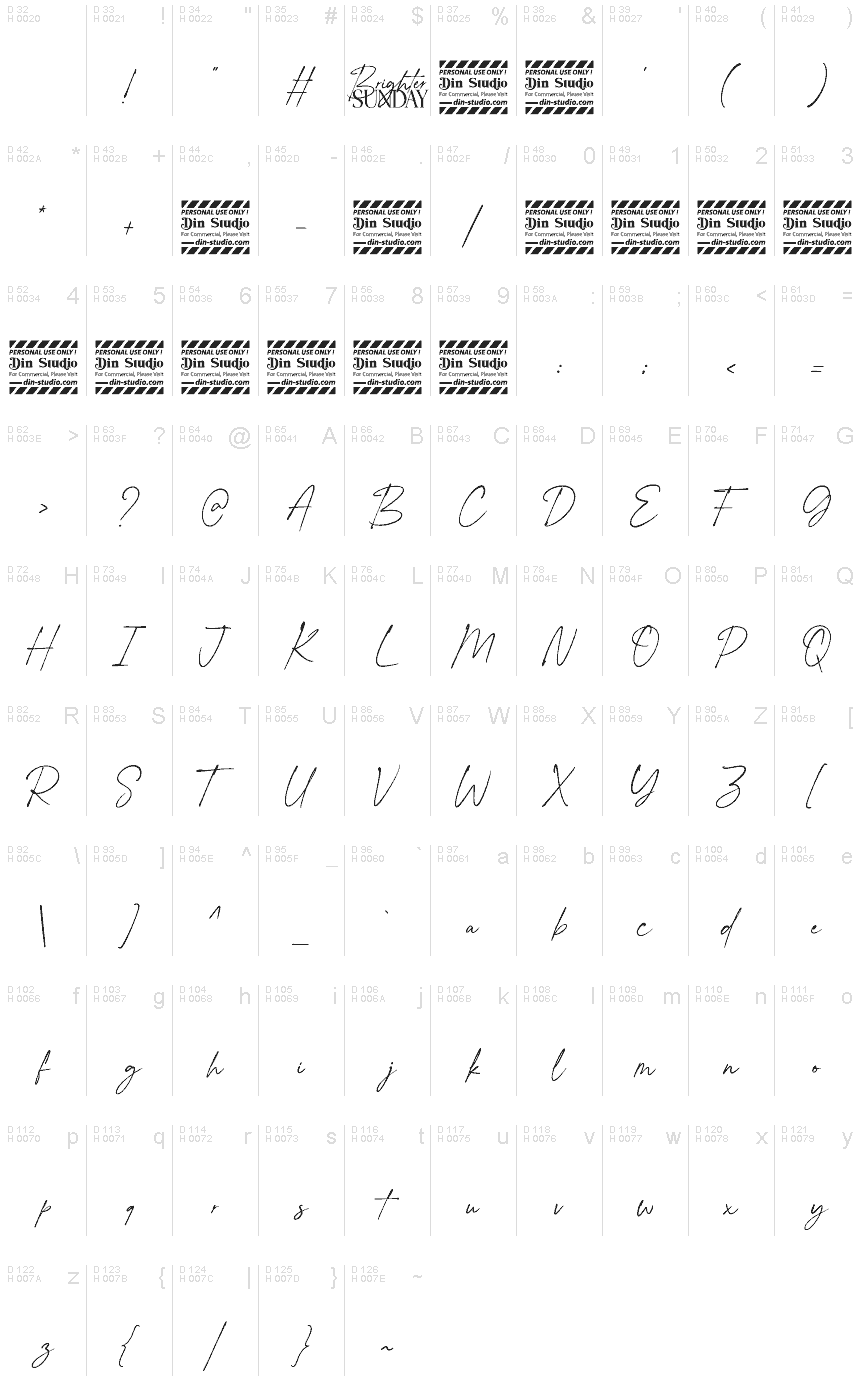 Basic Latin - charmap