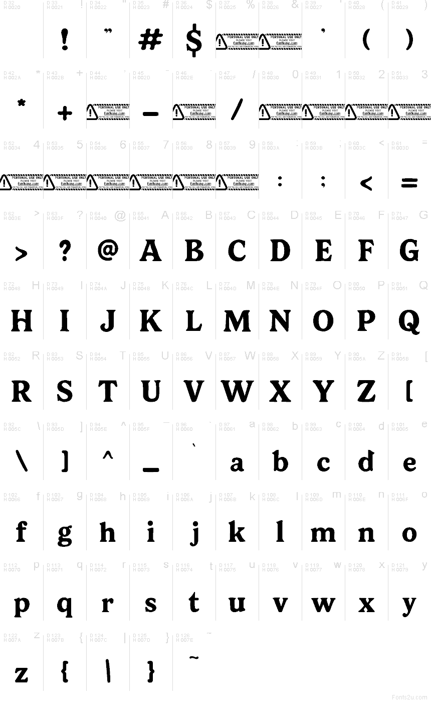Basis-Lateinisch - Zeichentabelle