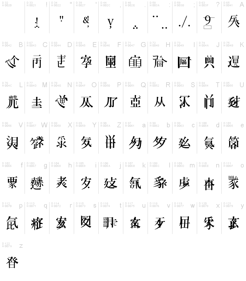 Caoji 20 Regular font