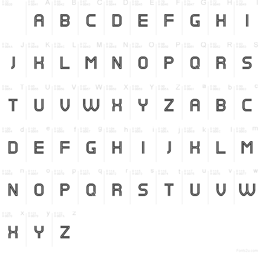 Latino di base - Mappa caratteri