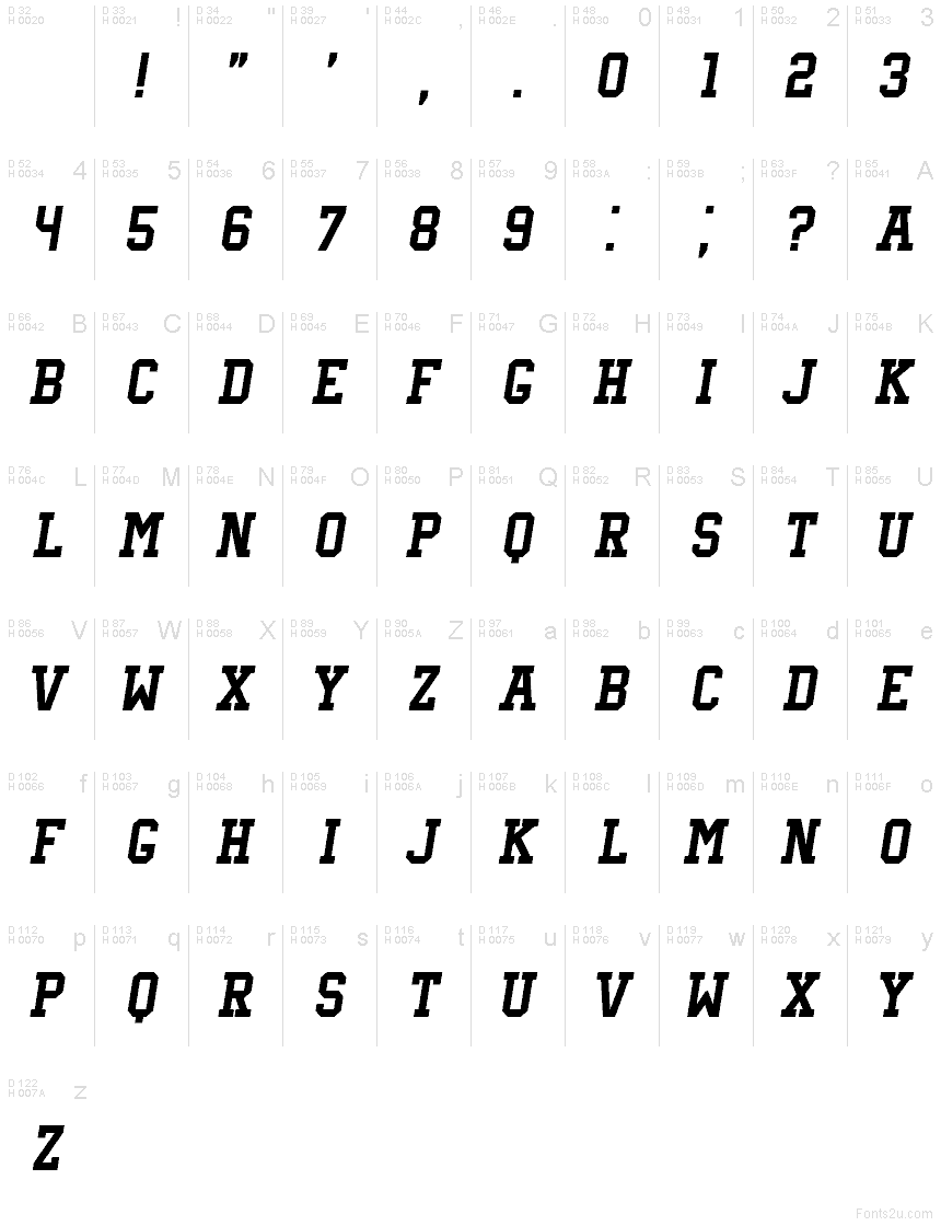 Basis-Lateinisch - Zeichentabelle