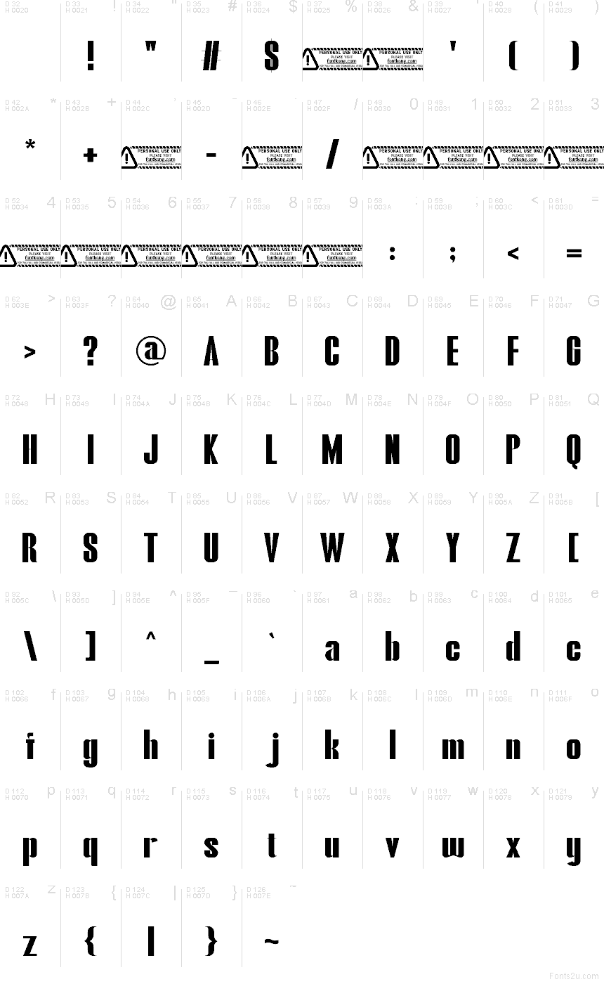 Latino di base - Mappa caratteri