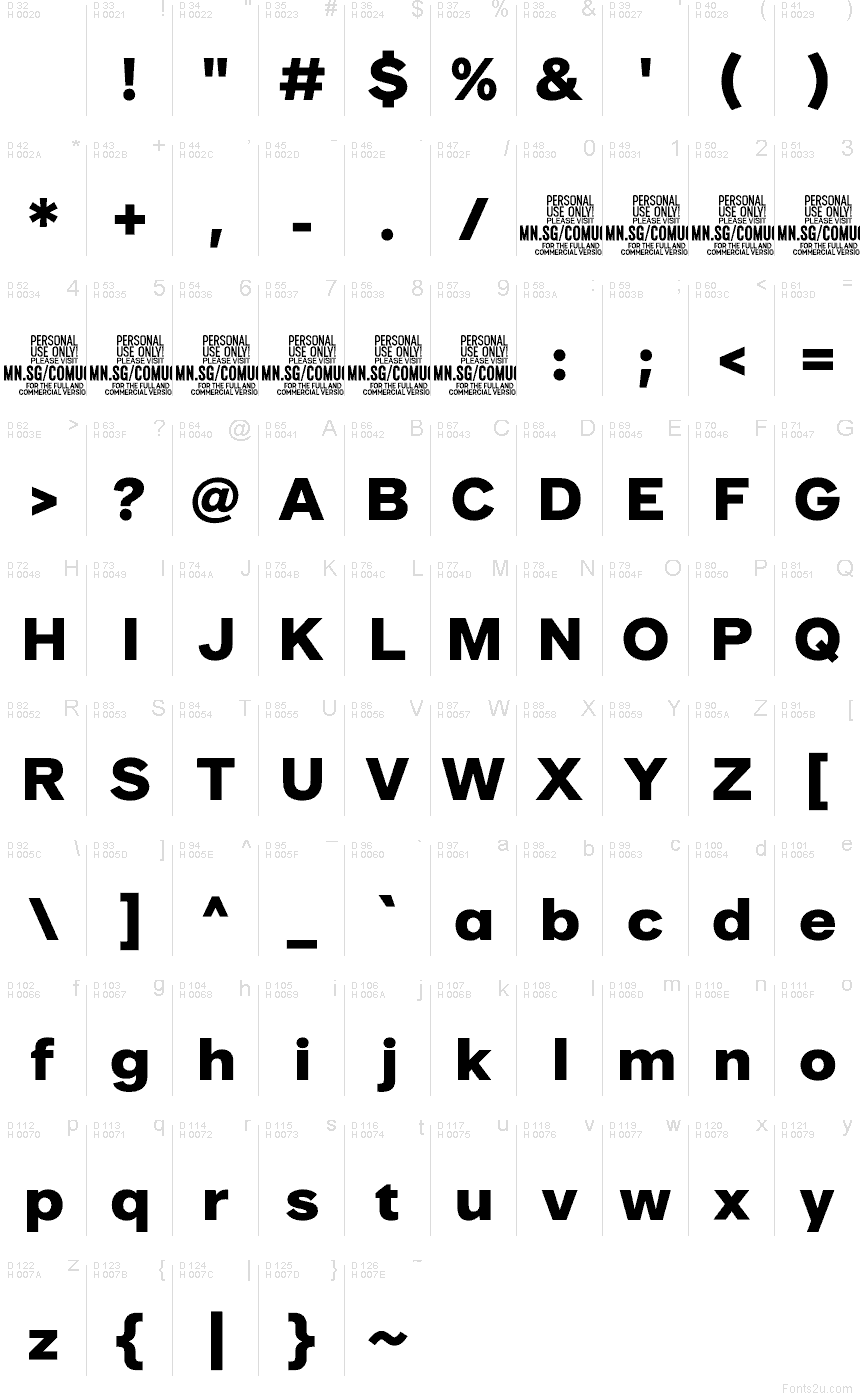 Basis-Lateinisch - Zeichentabelle