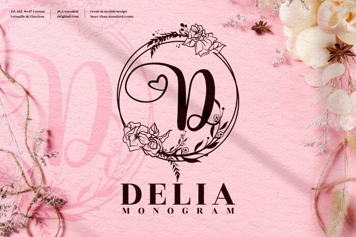 Delia Monogram Schriftart