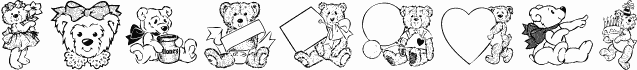 Preview of the Destinys Teddybear Dings Three font