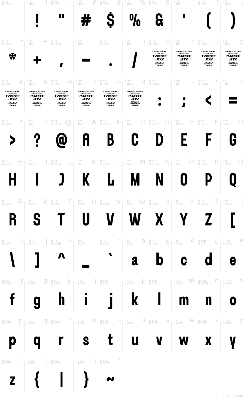 Basis-Lateinisch - Zeichentabelle