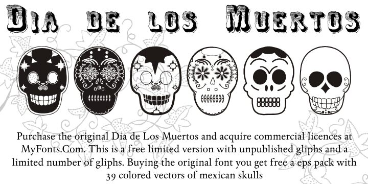 Dia de los Muertos Limited Free Version Czcionka