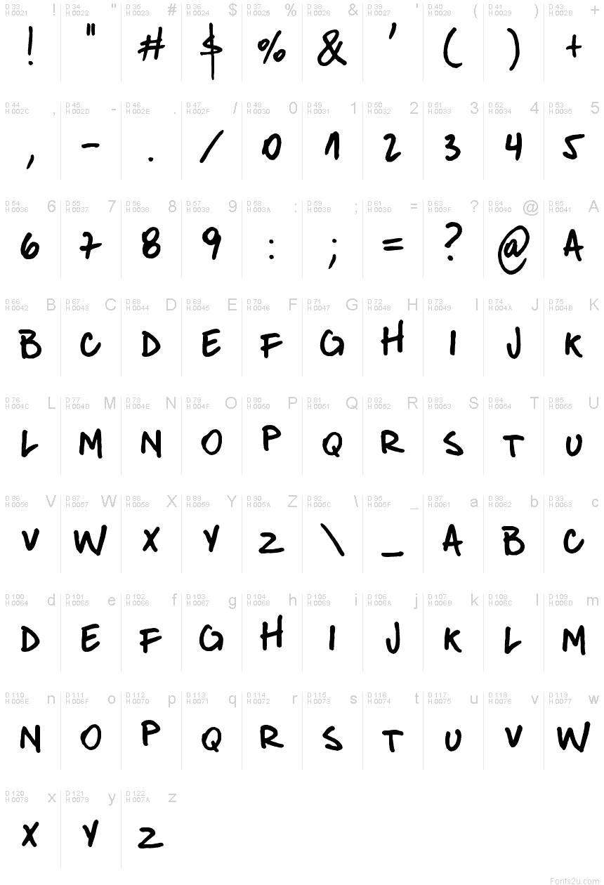 Latin de base - Table de caractères