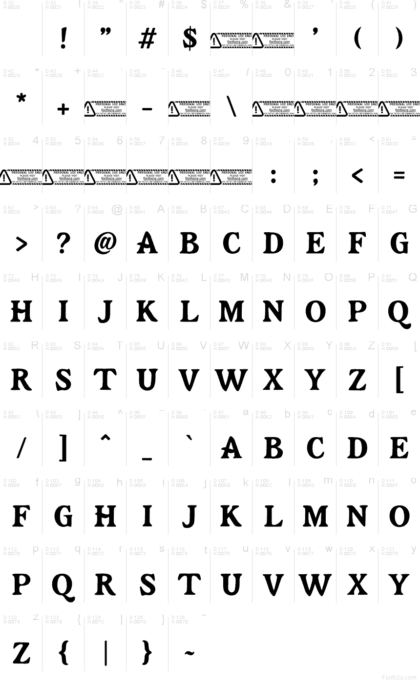 Basis-Lateinisch - Zeichentabelle