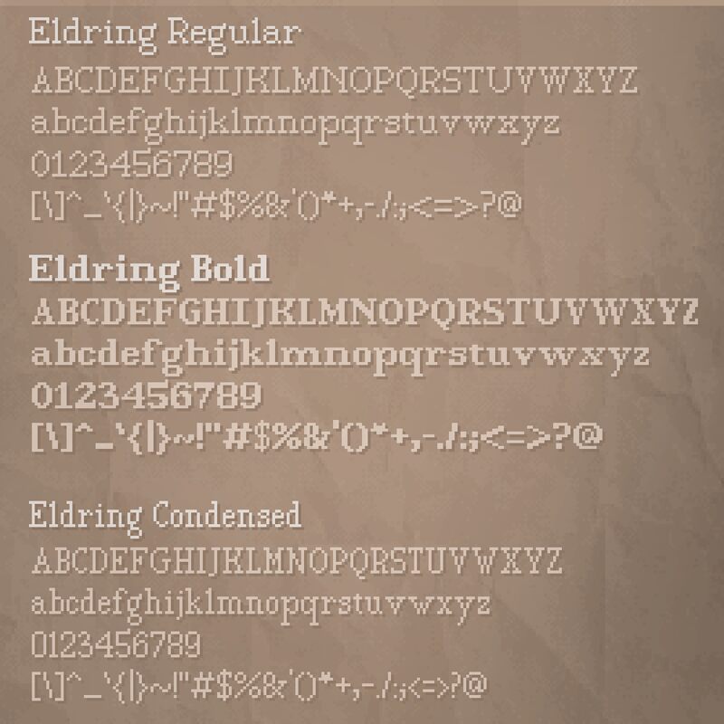 Eldring Condensed Regular — Prezentace písma