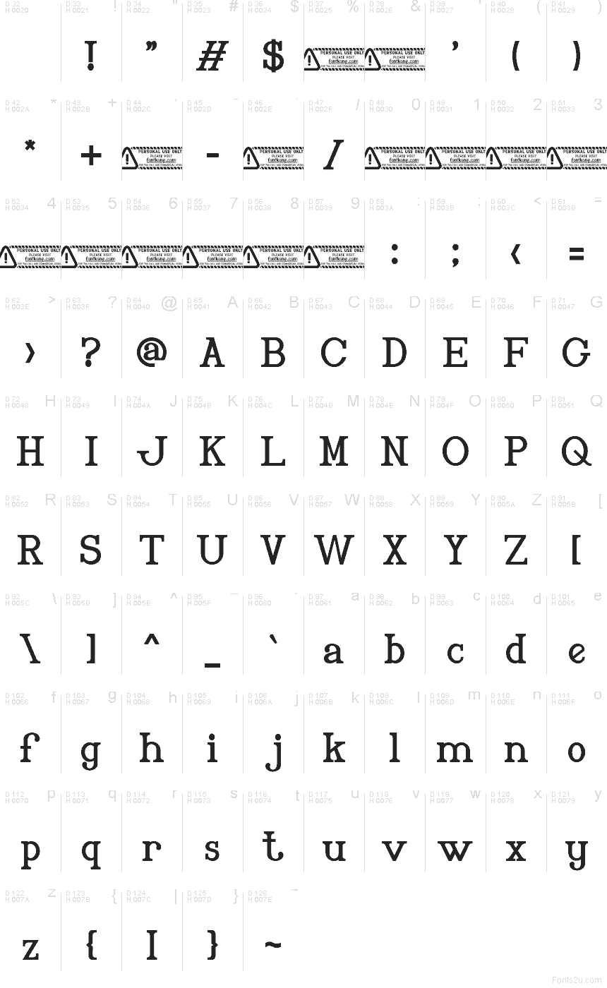 Latino di base - Mappa caratteri