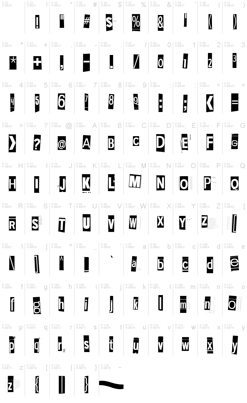 Basis-Lateinisch - Zeichentabelle