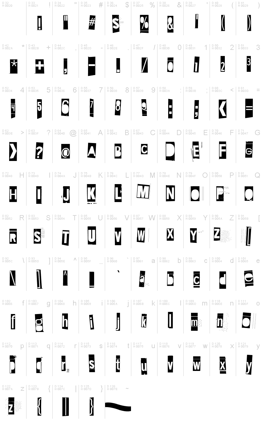 Basis-Lateinisch - Zeichentabelle