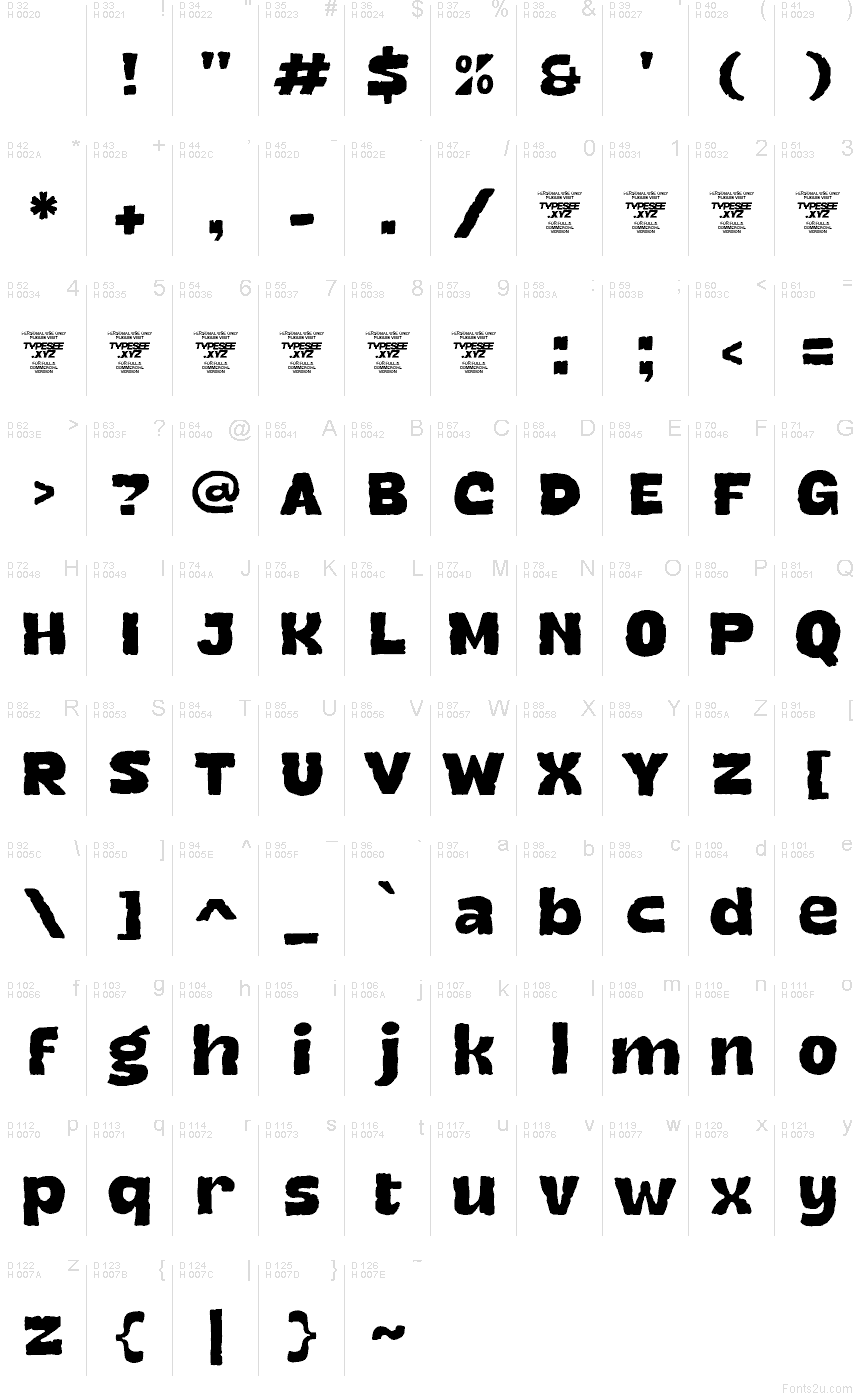 Базовая латиница - Таблица символов