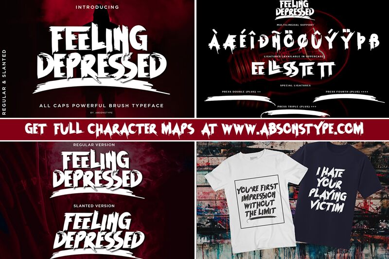 FEELING DEPRESSED Italic font | Fonts2u.com