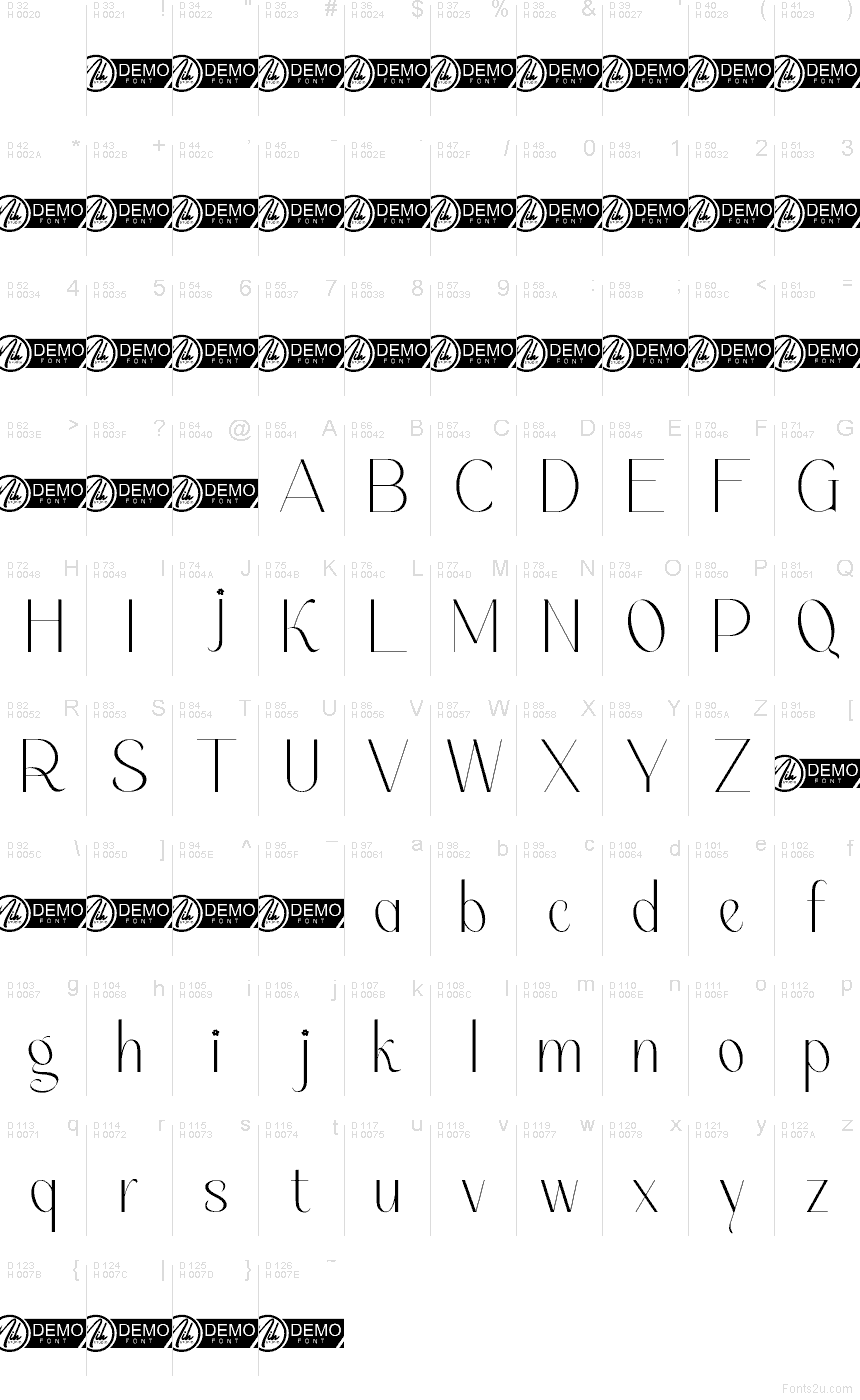 الأساسية لاتينية - خريطة الرموز