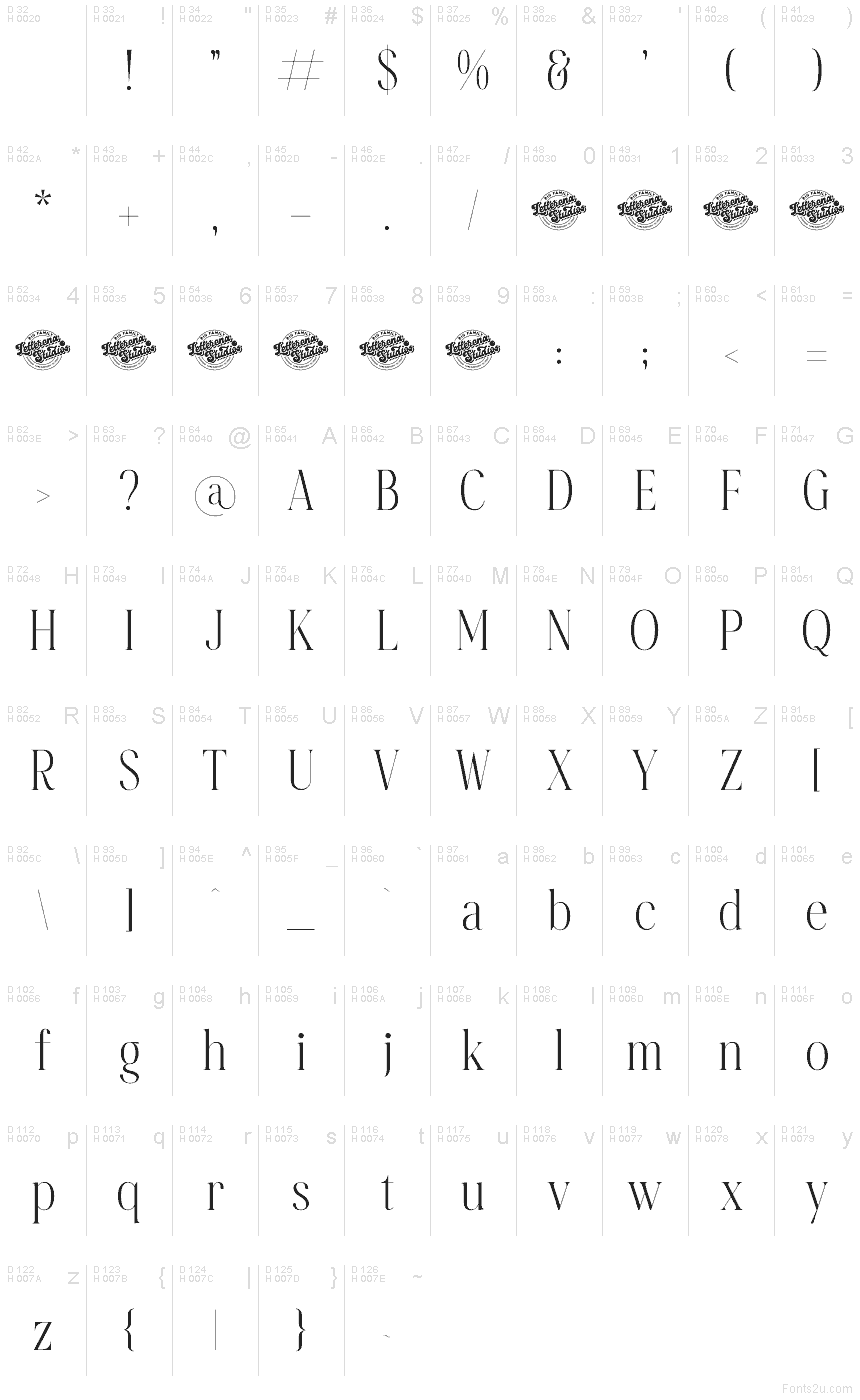 Basic Latin - charmap
