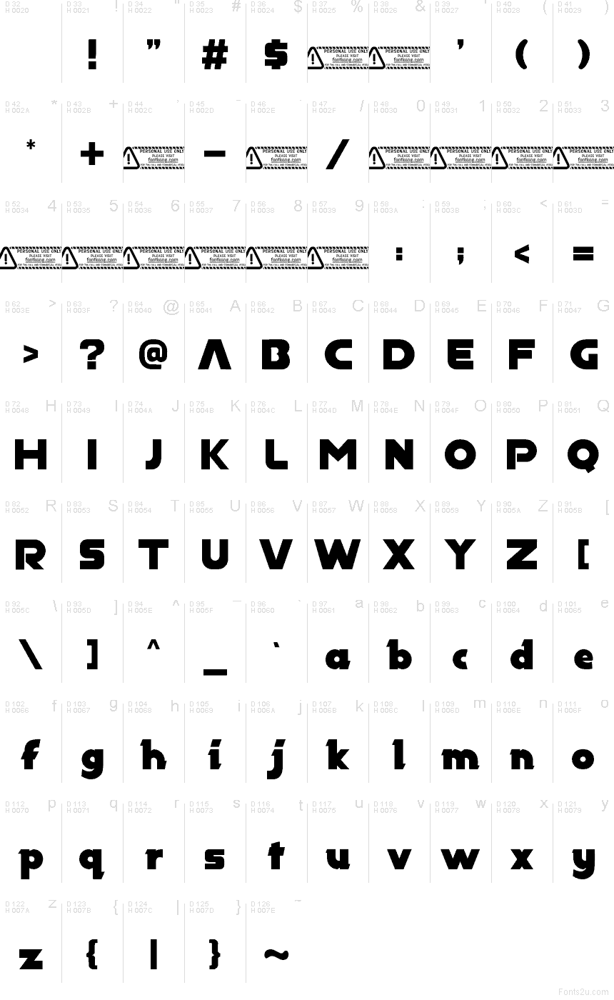 Latino di base - Mappa caratteri