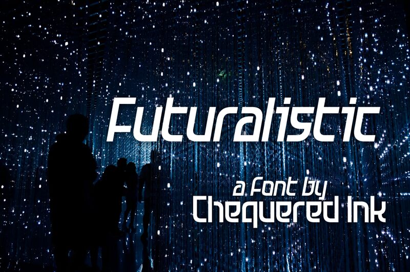 Futuralistic font presentation and specimen