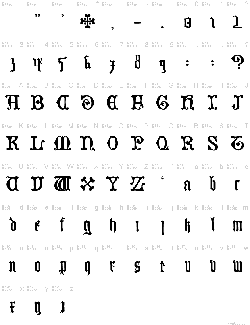 german font alphabet