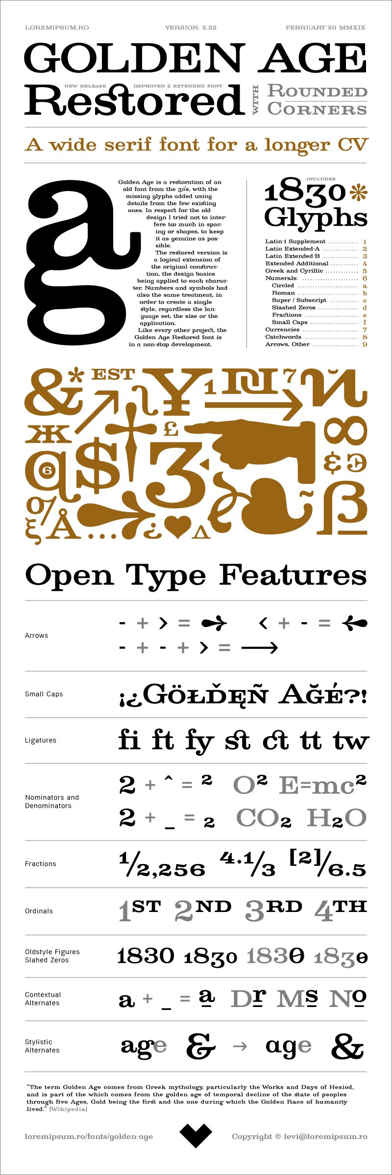 Golden Age Restored Czcionka