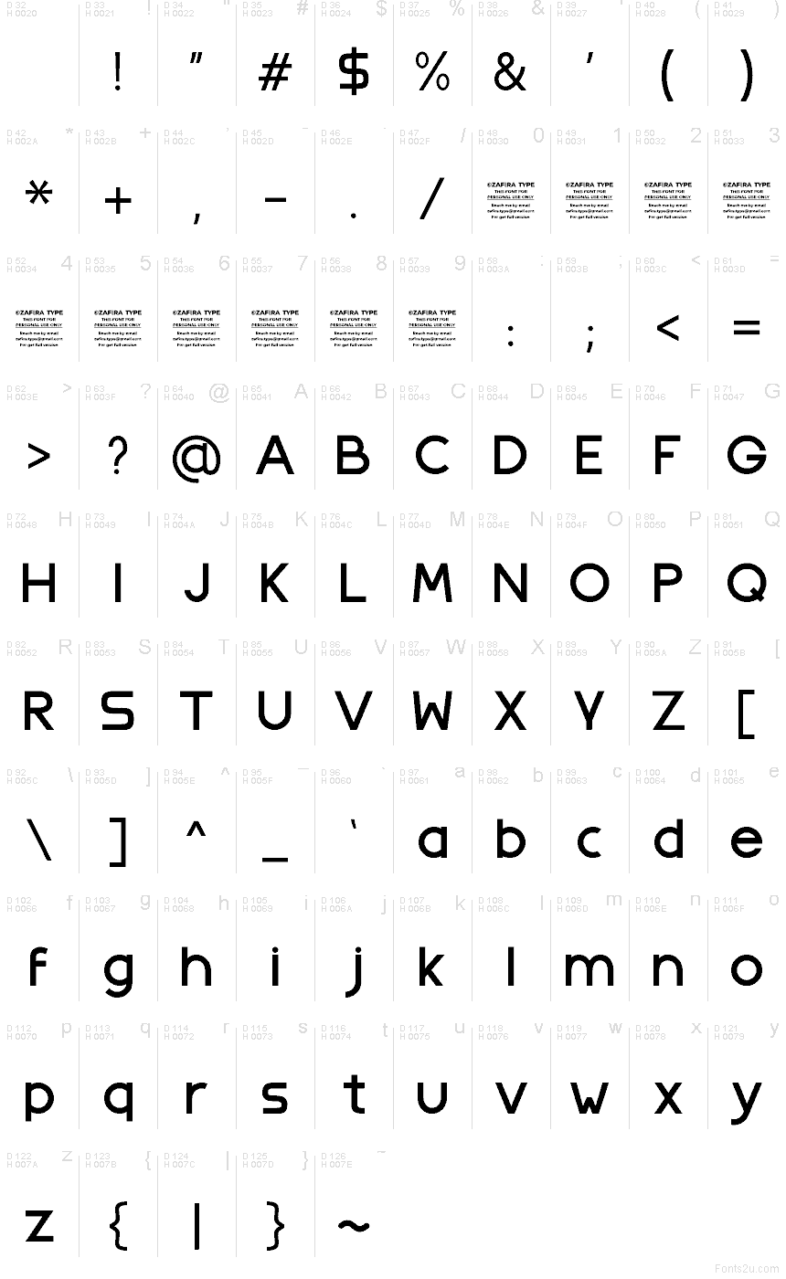 Basis-Lateinisch - Zeichentabelle