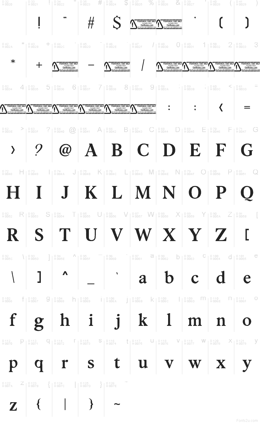 Basis-Lateinisch - Zeichentabelle